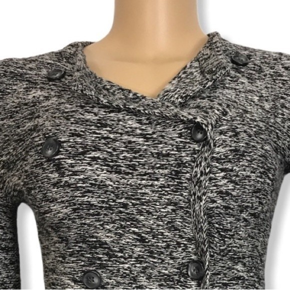 Lucky Brand Sweater Jacket Cardigan Marled Yarn black and white double breasted - Picture 7 of 12
